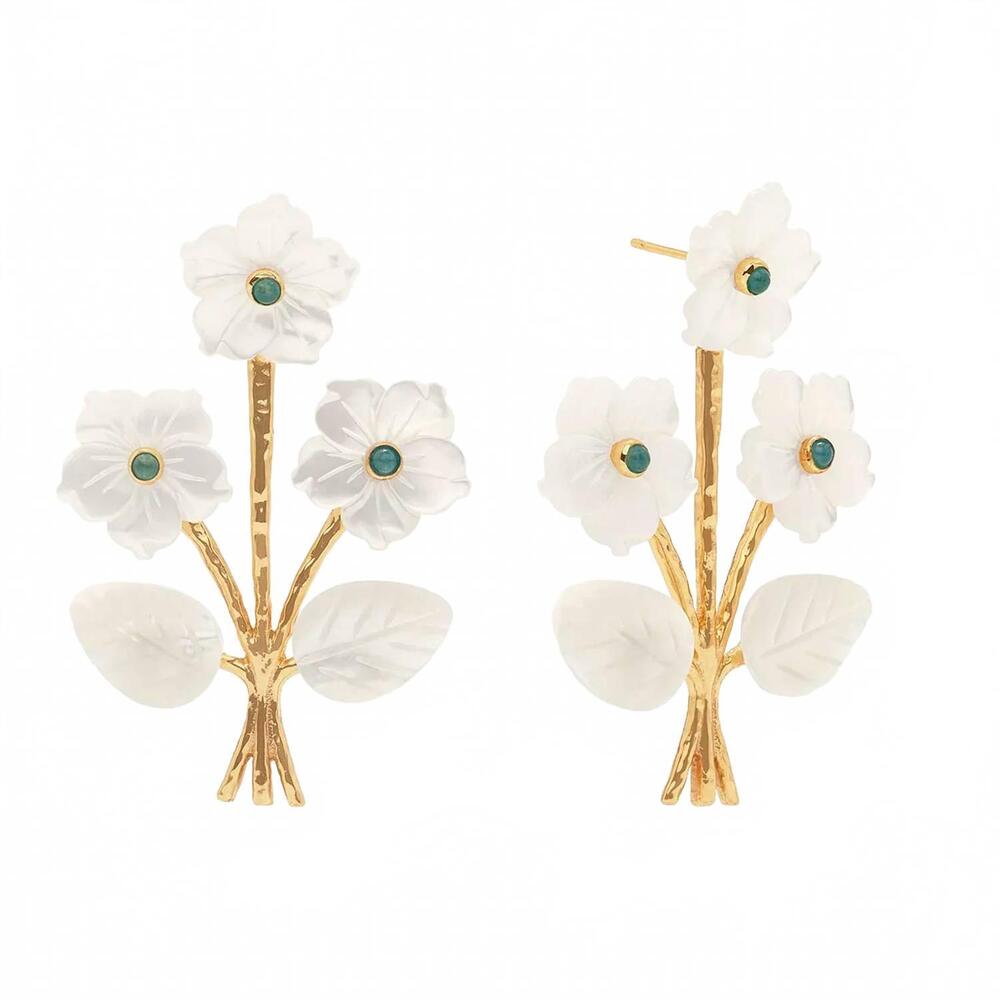 NEW CAPUCINE DE WULF women's mermaid garden convertible bouquet post earrings in